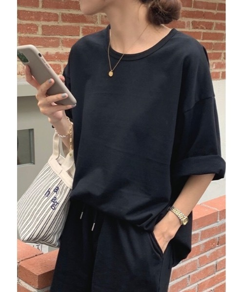 SALTMINT(ソルトミント)の「オーバーサイズルーズスウェットセットアップ(セットアップ・レディース・ブラック/アイボリー/ライトグレー・FREE)」の2枚目の写真