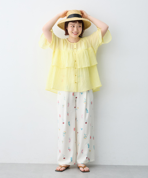 anyfee（エニフィー）の「【anyfee/大きいサイズ】ニュアンスフラワーセミワイドイージーパンツ/花柄プリント《SET UP対応》（その他パンツ・レディース・アイボリー/ネイビー・4L/LL/5L/3L）」の15枚目の写真