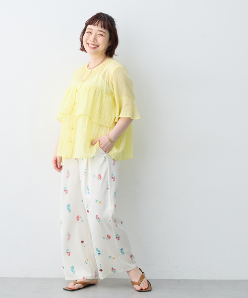 anyfee（エニフィー）の「【anyfee/大きいサイズ】ニュアンスフラワーセミワイドイージーパンツ/花柄プリント《SET UP対応》（その他パンツ・レディース・アイボリー/ネイビー・4L/LL/5L/3L）」の17枚目の写真
