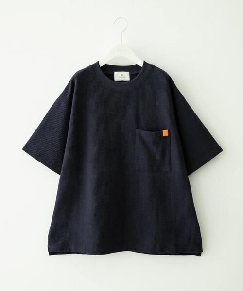 URBAN RESEARCH Sonny Label（アーバンリサーチサニーレーベル）の「カットシアサッカーショートスリーブTシャツ（Tシャツ/カットソー・メンズ・ブラック/ネイビー・MEDIUM/LARGE）」の2枚目の写真