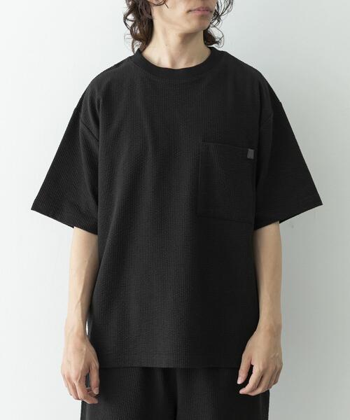 URBAN RESEARCH Sonny Label（アーバンリサーチサニーレーベル）の「カットシアサッカーショートスリーブTシャツ（Tシャツ/カットソー・メンズ・ブラック/ネイビー・MEDIUM/LARGE）」の9枚目の写真