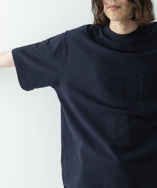 URBAN RESEARCH Sonny Label（アーバンリサーチサニーレーベル）の「カットシアサッカーショートスリーブTシャツ（Tシャツ/カットソー・メンズ・ブラック/ネイビー・MEDIUM/LARGE）」の17枚目の写真