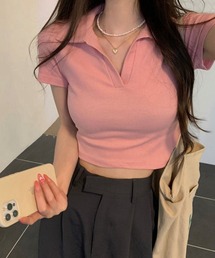 meJane | クロップド丈 スキッパーポロTシャツ(Tシャツ/カットソー)