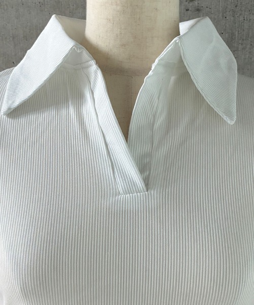 meJane（ミージェーン）の「クロップド丈 スキッパーポロTシャツ（Tシャツ/カットソー・レディース・ピンク/テラコッタ/ブラック/ホワイト・FREE）」の22枚目の写真