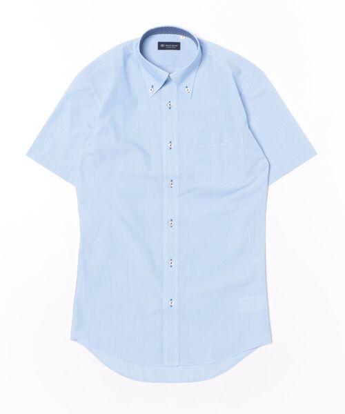 TOKYO SHIRTS（トウキョウシャツ）の「【吸水速乾】 形態安定ノンアイロン ボタンダウン 半袖ビジネスワイシャツ（ビジネスシャツ・メンズ・ブルー・首回り37cm/首回り39cm/首回り43cm/首回り42cm/首回り41cm）」の6枚目の写真