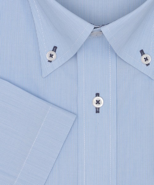 TOKYO SHIRTS（トウキョウシャツ）の「【吸水速乾】 形態安定ノンアイロン ボタンダウン 半袖ビジネスワイシャツ（ビジネスシャツ・メンズ・ブルー・首回り37cm/首回り39cm/首回り43cm/首回り42cm/首回り41cm）」の3枚目の写真