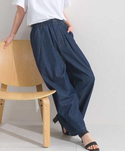 OMNES(オムネス)の「ウォッシュ加工 デニムサーカスバルーンパンツ(デニムパンツ・レディース・インディゴブルー/キナリ/ブルー・LARGE/MEDIUM/X-LARGE)」の1枚目の写真