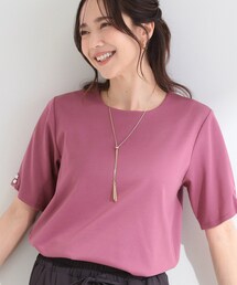 SHOO・LA・RUE | 【2点セット/洗濯機可/S-LL】お袖パールがアクセント アクセサリー付きトップス(Tシャツ/カットソー)