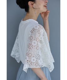 肘まで隠れる 涼やかレースTシャツ