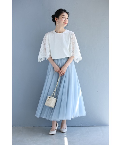 cawaii(カワイイ)の「肘まで隠れる 涼やかレースTシャツ(Tシャツ/カットソー・レディース・ブラック/ホワイト・S~M/L~LL)」の17枚目の写真