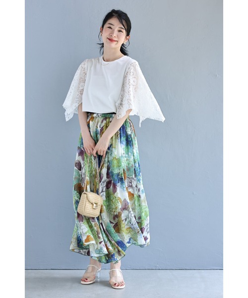 cawaii(カワイイ)の「肘まで隠れる 涼やかレースTシャツ(Tシャツ/カットソー・レディース・ブラック/ホワイト・S~M/L~LL)」の9枚目の写真