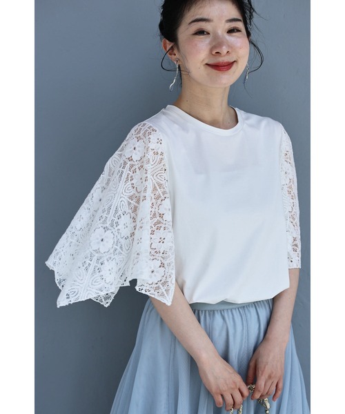 cawaii(カワイイ)の「肘まで隠れる 涼やかレースTシャツ(Tシャツ/カットソー・レディース・ブラック/ホワイト・S~M/L~LL)」の3枚目の写真