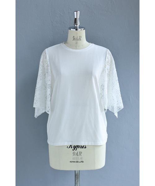 cawaii(カワイイ)の「肘まで隠れる 涼やかレースTシャツ(Tシャツ/カットソー・レディース・ブラック/ホワイト・S~M/L~LL)」の5枚目の写真