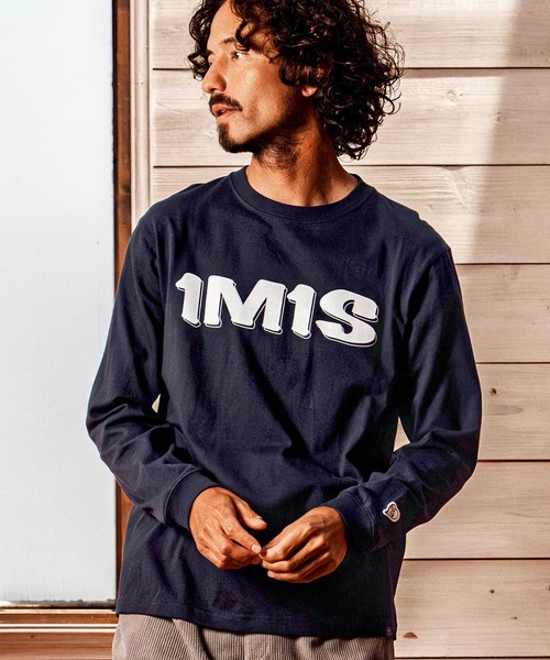 1minute 1second(ワンミニットワンセカンド)の「mlt5754-1M1S bold print long sleeve cut sew ロングスリーブTシャツ(1M26A290)(Tシャツ/カットソー・メンズ・ネイビー/ブラック×ホワイト/ブラック×ブルー/ホワイト・M/L/XL/S)」の1枚目の写真