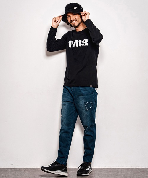 1minute 1second(ワンミニットワンセカンド)の「mlt5754-1M1S bold print long sleeve cut sew ロングスリーブTシャツ(1M26A290)(Tシャツ/カットソー・メンズ・ネイビー/ブラック×ホワイト/ブラック×ブルー/ホワイト・M/L/XL/S)」の17枚目の写真