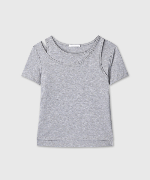 DIVEIN WOMEN(ダイブイン ウーマン)の「DOUBLE LAYERED T-SHIRTS (MELANGE GRAY)(Tシャツ/カットソー・レディース・その他・1/2)」の2枚目の写真