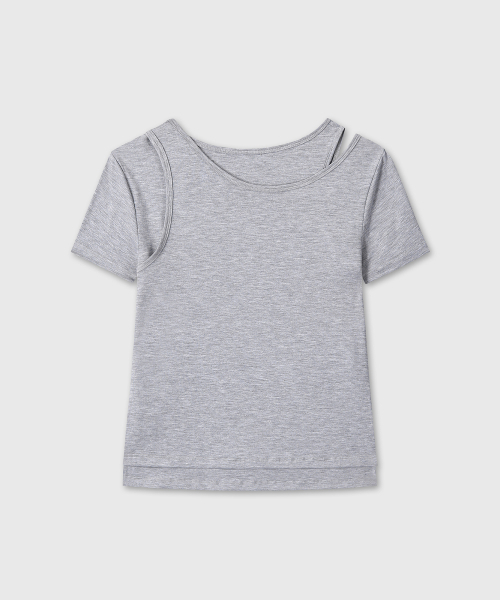 DIVEIN WOMEN(ダイブイン ウーマン)の「DOUBLE LAYERED T-SHIRTS (MELANGE GRAY)(Tシャツ/カットソー・レディース・その他・1/2)」の3枚目の写真