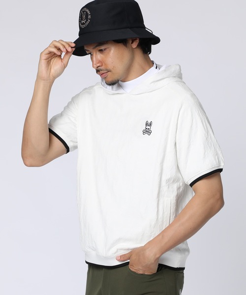 Psycho Bunny（サイコバニー）の「[GOLF]ジャガードロゴモノグラム 半袖パーカ（パーカー・メンズ・ライトブルー/ブラック/ホワイト・MEDIUM/LARGE/X-LARGE）」の2枚目の写真