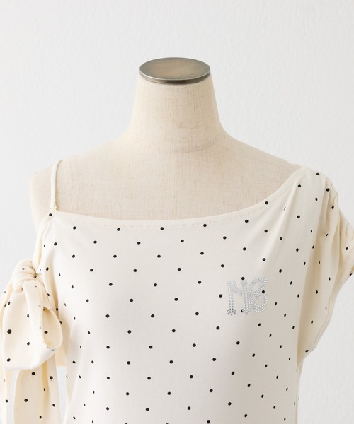 one after another NICE CLAUP(ワンアフターアナザーナイスクラップ)の「ワンショルリボンロゴトップス(Tシャツ/カットソー・レディース・ブラック/ピンク/ホワイト系その他・FREE)」の6枚目の写真