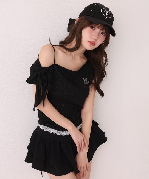 one after another NICE CLAUP(ワンアフターアナザーナイスクラップ)の「ワンショルリボンロゴトップス(Tシャツ/カットソー・レディース・ブラック/ピンク/ホワイト系その他・FREE)」の12枚目の写真