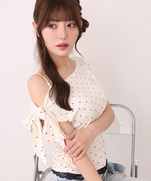 one after another NICE CLAUP(ワンアフターアナザーナイスクラップ)の「ワンショルリボンロゴトップス(Tシャツ/カットソー・レディース・ブラック/ピンク/ホワイト系その他・FREE)」の19枚目の写真