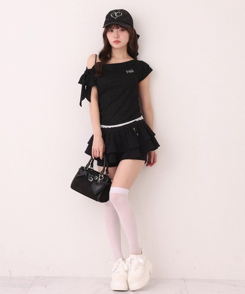 one after another NICE CLAUP(ワンアフターアナザーナイスクラップ)の「ワンショルリボンロゴトップス(Tシャツ/カットソー・レディース・ブラック/ピンク/ホワイト系その他・FREE)」の15枚目の写真