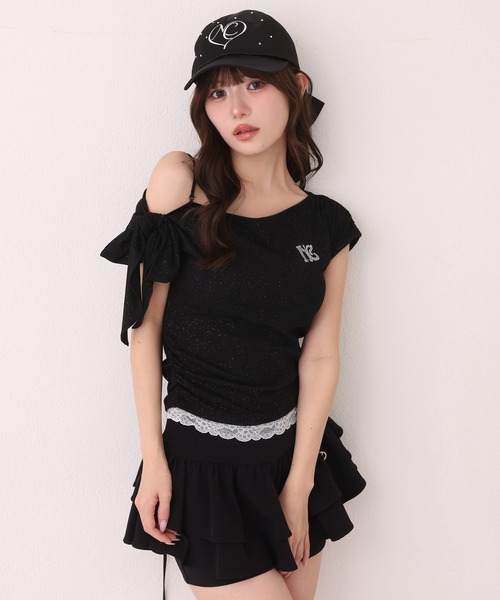 one after another NICE CLAUP(ワンアフターアナザーナイスクラップ)の「ワンショルリボンロゴトップス(Tシャツ/カットソー・レディース・ブラック/ピンク/ホワイト系その他・FREE)」の13枚目の写真