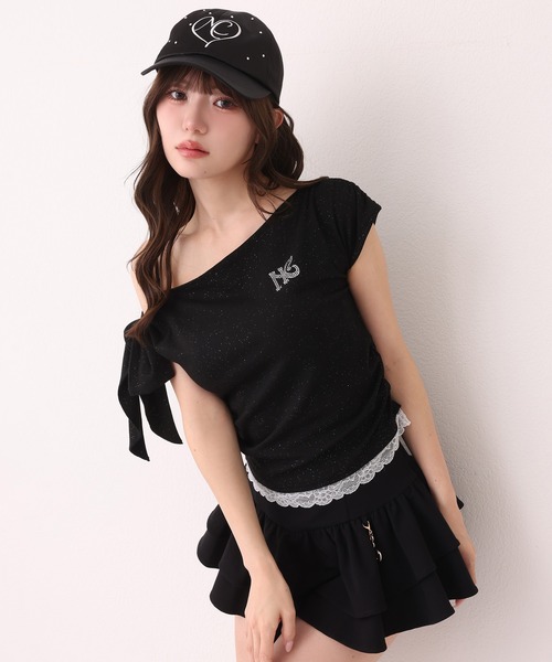 one after another NICE CLAUP(ワンアフターアナザーナイスクラップ)の「ワンショルリボンロゴトップス(Tシャツ/カットソー・レディース・ブラック/ピンク/ホワイト系その他・FREE)」の17枚目の写真
