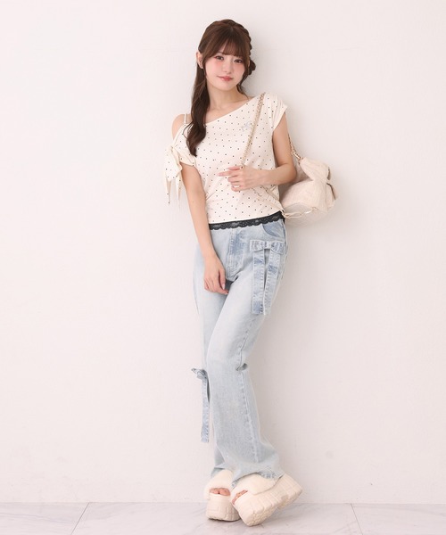 one after another NICE CLAUP(ワンアフターアナザーナイスクラップ)の「ワンショルリボンロゴトップス(Tシャツ/カットソー・レディース・ブラック/ピンク/ホワイト系その他・FREE)」の20枚目の写真