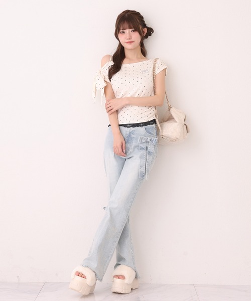 one after another NICE CLAUP(ワンアフターアナザーナイスクラップ)の「ワンショルリボンロゴトップス(Tシャツ/カットソー・レディース・ブラック/ピンク/ホワイト系その他・FREE)」の21枚目の写真
