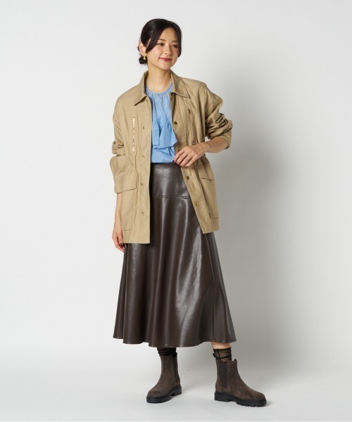 HELIOPOLE（エリオポール）の「SYNTHETIC LEATHER FLARE SKIRT / シンセティックレザー フレアスカート（スカート・レディース・ダークブラウン/ブラック・36/38）」の22枚目の写真