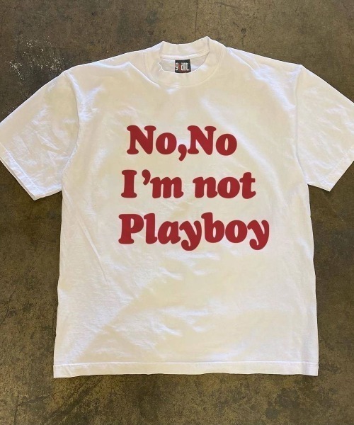 FreeZone(フリーゾーン)の「"No,No I'm not Playboy" ボックスフィット T シャツ(Tシャツ/カットソー・メンズ・ホワイト/ネイビー/ブラック・FREE)」の2枚目の写真