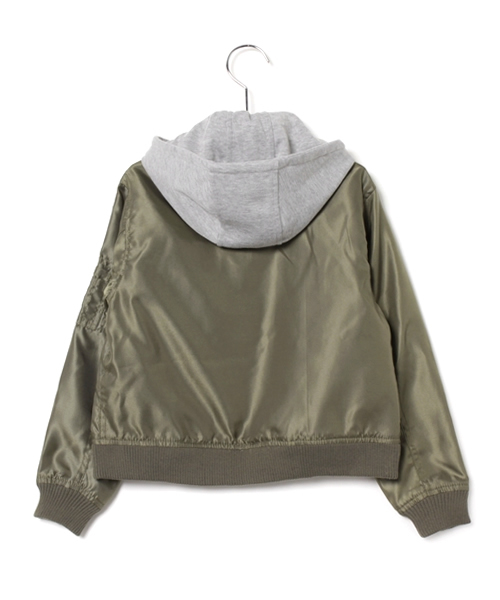 VENCEEXCHANGE（ヴァンスエクスチェンジ）の「Kids フード付きMA-1ブルゾン   （MA-1・キッズ・ダークグリーン・120cm/130cm/140cm/150cm）」の2枚目の写真