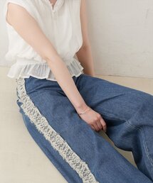 natural couture | 12OZデニム脇レースパンツ(デニムパンツ)