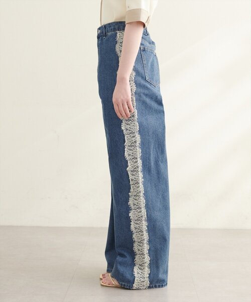 natural couture(ナチュラルクチュール)の「12OZデニム脇レースパンツ(デニムパンツ・レディース・ブルー/サックスブルー・MEDIUM)」の16枚目の写真