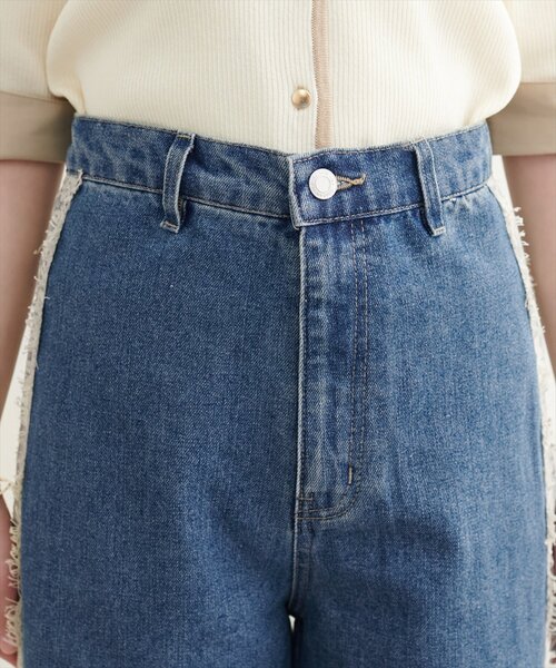 natural couture(ナチュラルクチュール)の「12OZデニム脇レースパンツ(デニムパンツ・レディース・ブルー/サックスブルー・MEDIUM)」の18枚目の写真