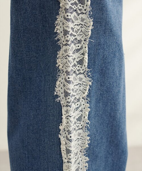natural couture(ナチュラルクチュール)の「12OZデニム脇レースパンツ(デニムパンツ・レディース・ブルー/サックスブルー・MEDIUM)」の21枚目の写真