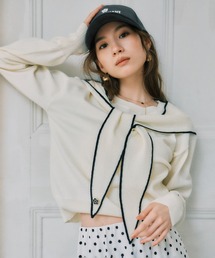 【MARY QUANT×VIS】スカーフ風ボウタイニット