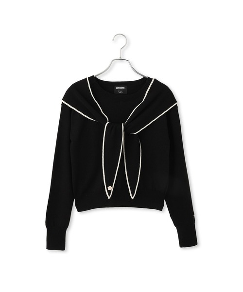 MARY QUANT(マリークワント)の「【MARY QUANT×VIS】スカーフ風ボウタイニット(ニット/セーター・レディース・レッド/ブラック/オフホワイト・FREE)」の19枚目の写真