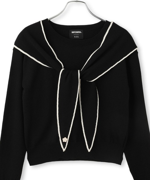 MARY QUANT(マリークワント)の「【MARY QUANT×VIS】スカーフ風ボウタイニット(ニット/セーター・レディース・レッド/ブラック/オフホワイト・FREE)」の18枚目の写真
