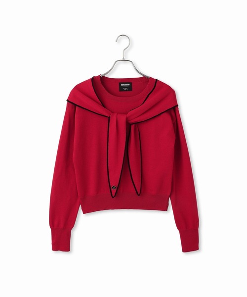 MARY QUANT(マリークワント)の「【MARY QUANT×VIS】スカーフ風ボウタイニット(ニット/セーター・レディース・レッド/ブラック/オフホワイト・FREE)」の21枚目の写真