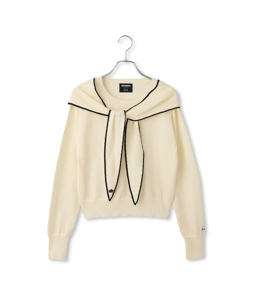MARY QUANT(マリークワント)の「【MARY QUANT×VIS】スカーフ風ボウタイニット(ニット/セーター・レディース・レッド/ブラック/オフホワイト・FREE)」の20枚目の写真