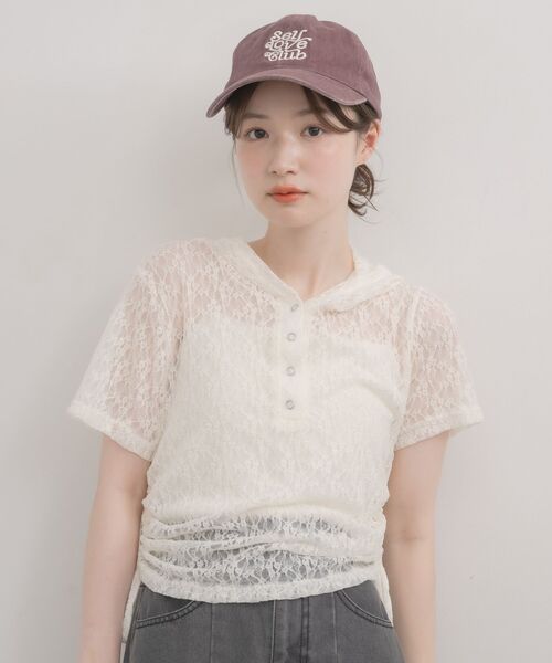 RETRO GIRL(レトロガール)の「ヘンリーネックレースカットソー(Tシャツ/カットソー・レディース・ブラック/ナチュラル・FREE)」の5枚目の写真