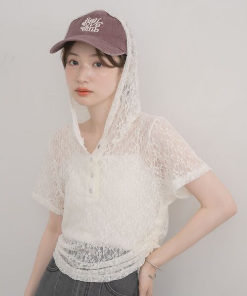 RETRO GIRL(レトロガール)の「ヘンリーネックレースカットソー(Tシャツ/カットソー・レディース・ブラック/ナチュラル・FREE)」の8枚目の写真