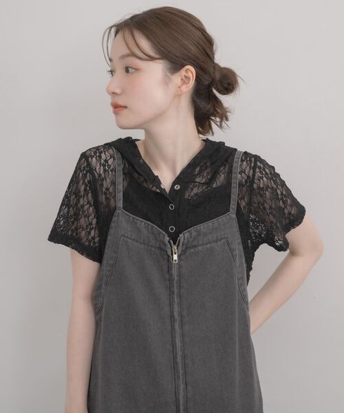 RETRO GIRL(レトロガール)の「ヘンリーネックレースカットソー(Tシャツ/カットソー・レディース・ブラック/ナチュラル・FREE)」の14枚目の写真