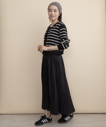 【セットアイテム】ボーダーニット×プリーツワンピース