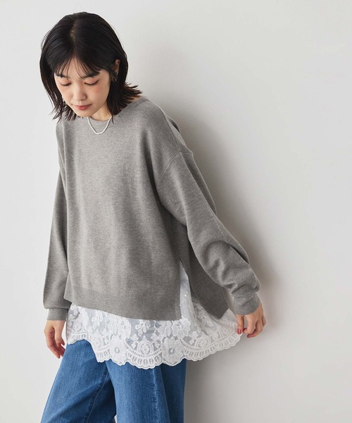 Gready Brilliant(グレディブリリアン)の「ニットレースキャミset(ニット/セーター・レディース・チャコールグレー/ベージュ/トップグレー・FREE)」の3枚目の写真