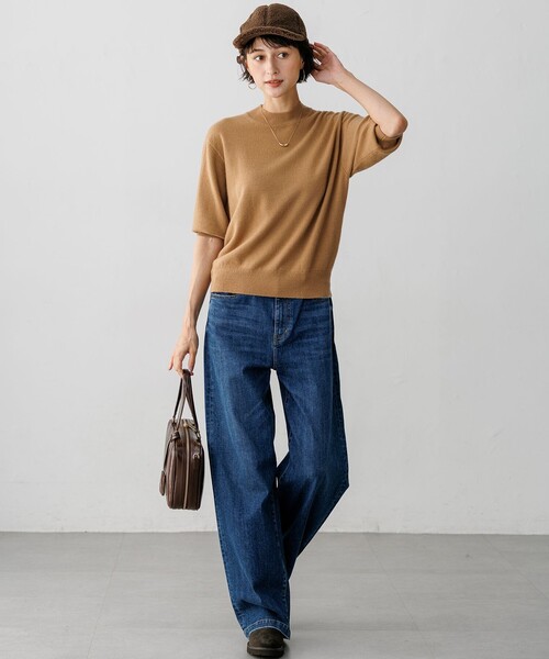 23区 S(ニジュウサンクチイサイサイズ)の「ピュアカシミヤ ハーフスリーブ ハイネック ニット(ニット/セーター・レディース・スカイブルー系/ライトグレー系/黄土色系・32)」の13枚目の写真