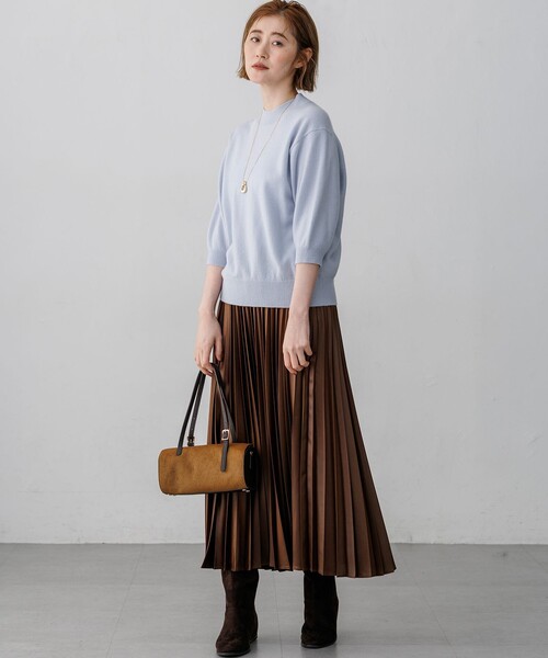 23区 S(ニジュウサンクチイサイサイズ)の「ピュアカシミヤ ハーフスリーブ ハイネック ニット(ニット/セーター・レディース・スカイブルー系/ライトグレー系/黄土色系・32)」の20枚目の写真