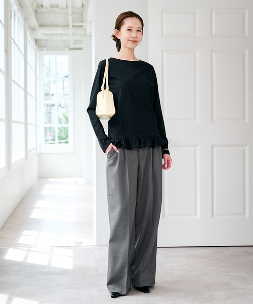 U by SPICK&SPAN（ユーバイスピックアンドスパン）の「《追加》フリルミディカットトップス（Tシャツ/カットソー・レディース・ホワイト/ブラック・FREE）」の20枚目の写真